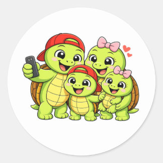 Family Selfie Classic Round Sticker