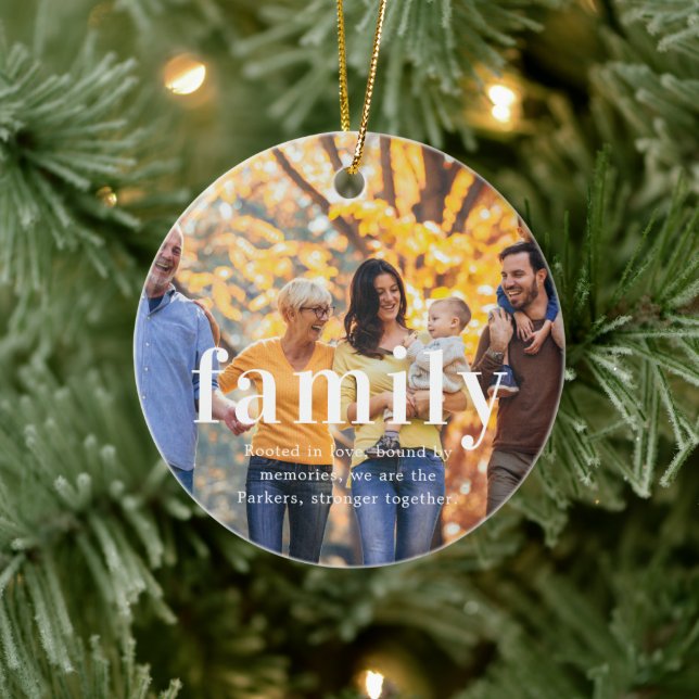 Family | Sentimental Photo Keepsake Christmas Ceramic Ornament (Tree)