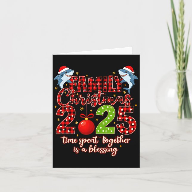 Family Shark Christmas 2025 Santa Merry Time Spent Card (Front)