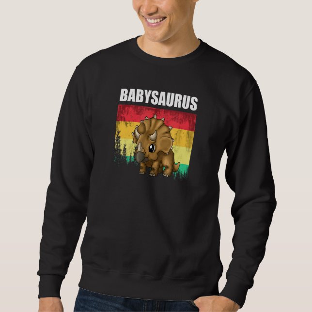 Family Siblings Brother Little Babysaurus Cute Din Sweatshirt (Front)