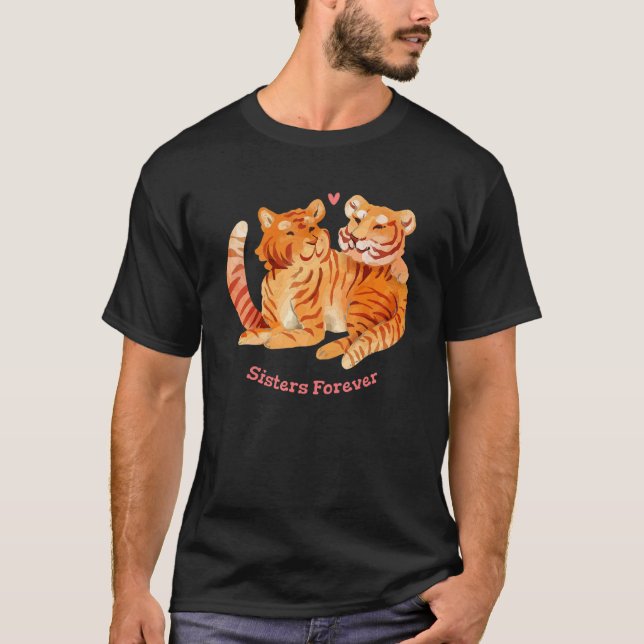 Family Siblings Sister Forever Tiger Heart Love Lu T-Shirt (Front)