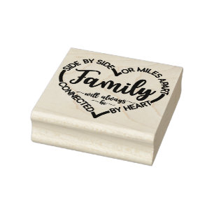 Family side by side or miles apart quote with hear rubber stamp