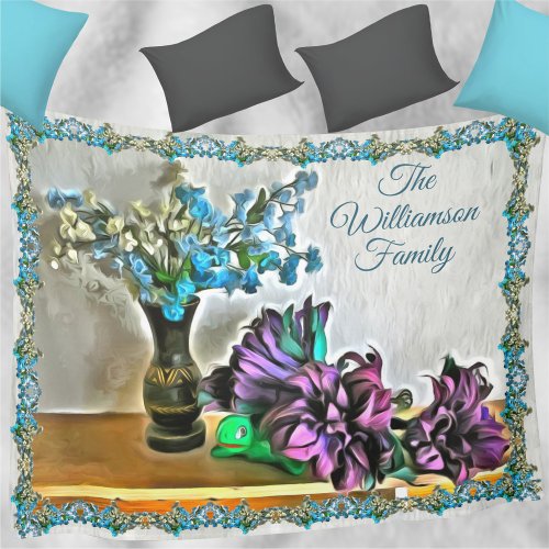 Family Silk and Corn Husk Flowers 2190 Fleece Blanket