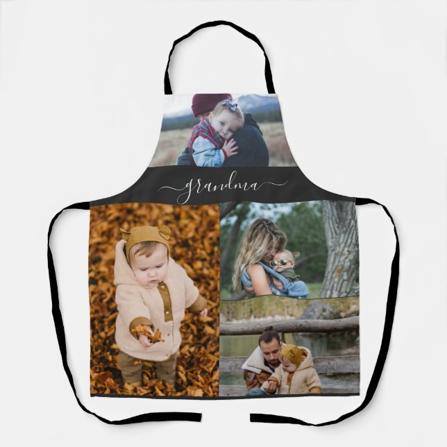 Family Simple Collage Modern Love Grandma Mom Apron (Front)