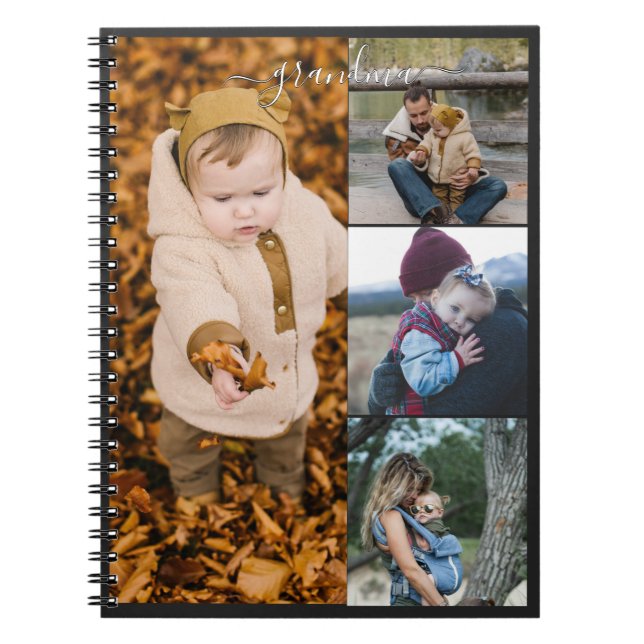 Family Simple Collage Modern Love Grandma Mom Notebook (Front)
