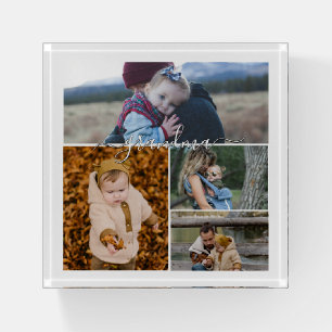 Family Simple Collage Modern Love Grandma Mom Paperweight
