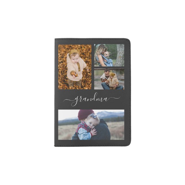 Family Simple Collage Modern Love Grandma Mom Passport Holder (Front)