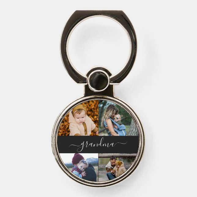 Family Simple Collage Modern Love Grandma Mom Phone Ring Stand (Front)
