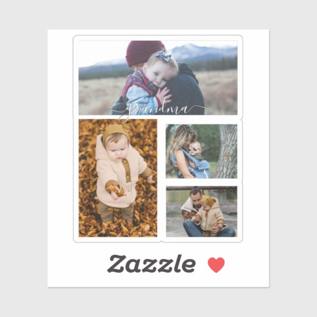 Family Simple Collage Modern Love Grandma Mom Sticker (Sheet)