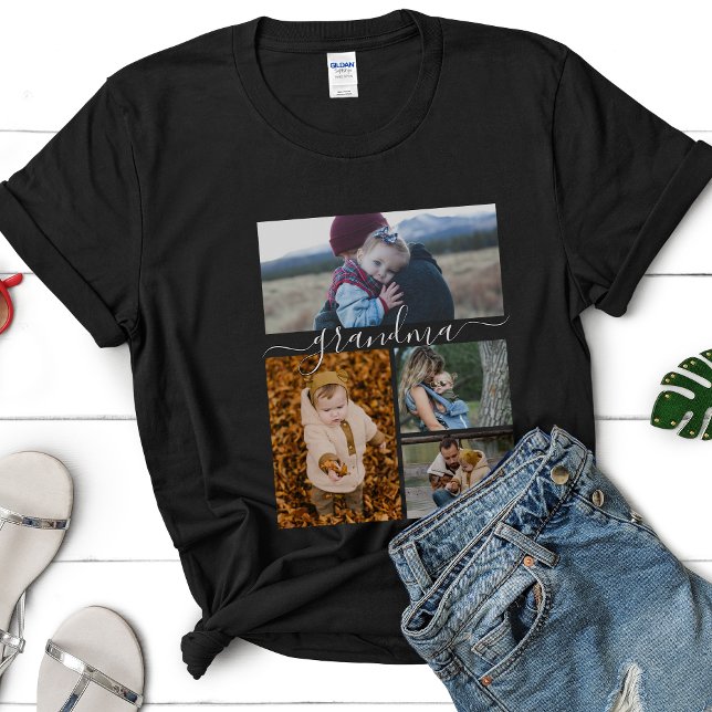 Family Simple Collage Modern Love Grandma Mom  T-Shirt (Creator Uploaded)