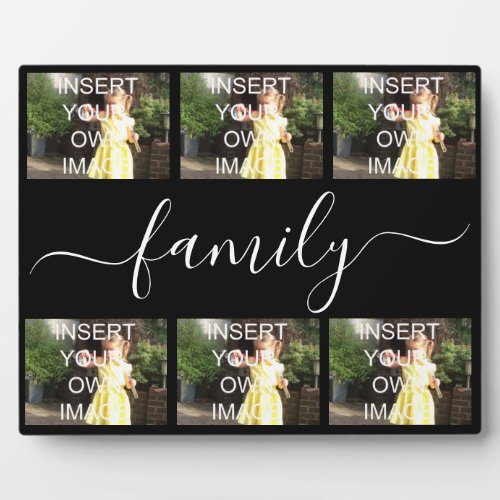 Family Six Photo Collage Gift Plaque