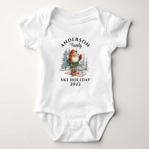 Family Ski Holiday With Name and Year Baby Baby Bodysuit