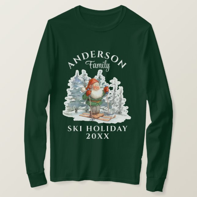Family Ski Holiday With Name and Year T-Shirt (Design Front)