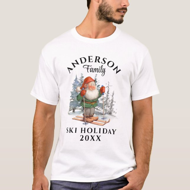 Family Ski Holiday With Name and Year T-Shirt (Front)