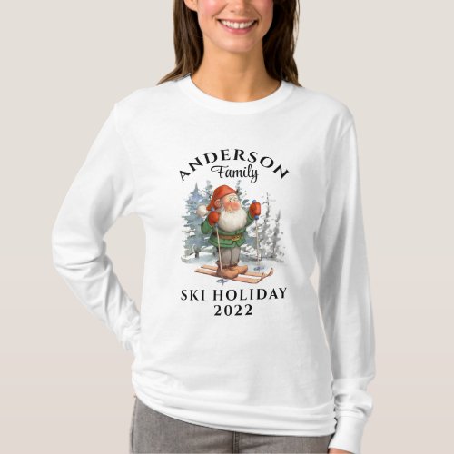 Family Ski Holiday With Name and Year T_Shirt