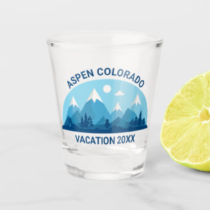 Family Ski Trip Custom Colorado City Blue Mountain Shot Glass