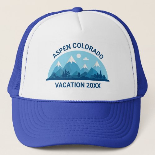 Family Ski Trip Custom Colorado City Blue Mountain Trucker Hat