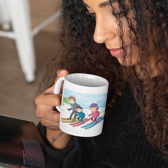 Family Skiing Winter Snow Scene Coffee Mug (Creator Uploaded)