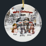 Family Snowman Personalized Christmas Ornament<br><div class="desc">Personalized Christmas Ornament Family of 5</div>