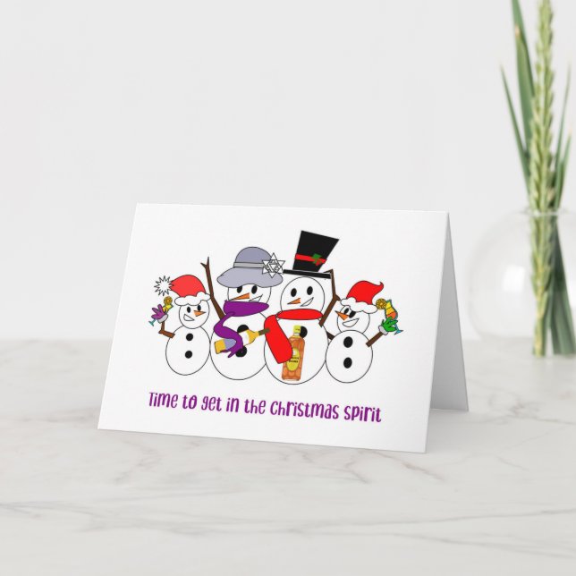 Family Snowman With Cocktails Holiday Card (Front)