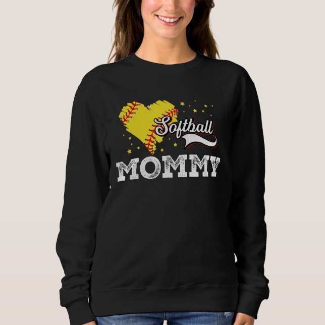 Family Softball Palyer Mommy Softball Mother Grand Sweatshirt (Front)