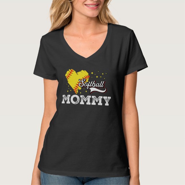 Family Softball Palyer Mommy Softball Mother Grand T-Shirt (Front)