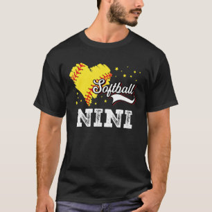 Family Softball Palyer Nini Softball Mother Grandm T-Shirt
