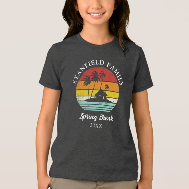 Family Spring Break Beach Palm Trees Matching Tri-Blend Shirt (Front)