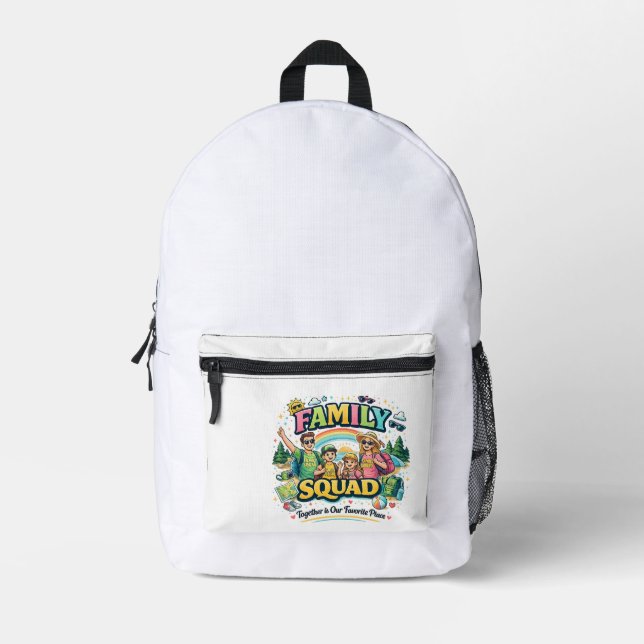 Family Squad – Matching Family Team Design Printed Backpack (Front)