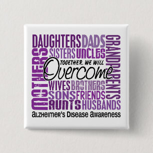 Family Square Alzheimer's Disease Pinback Button