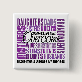 Family Square Alzheimer's Disease Pinback Button