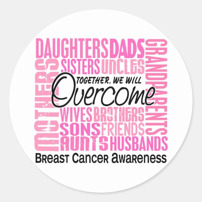 Family Square Breast Cancer Round Stickers