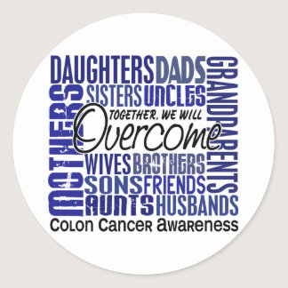 Family Square Colon Cancer Classic Round Sticker