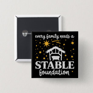 Family Stable Foundation Christian Jesus Christmas Button
