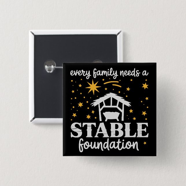 Family Stable Foundation Christian Jesus Christmas Button (Front & Back)
