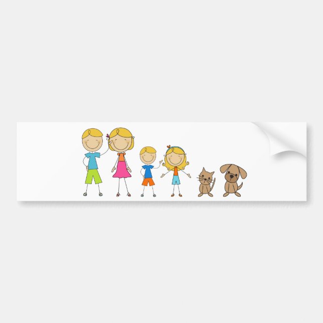 Family Stick Figures Bumper Stickers (Front)
