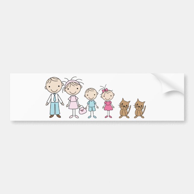Family Stick Figures Bumper Stickers (Front)