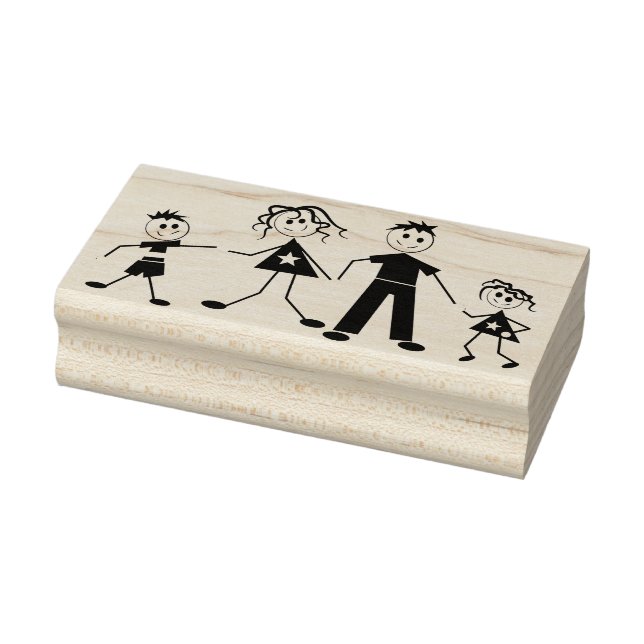 Family Stick Figures Rubber Stamp (Stamp)