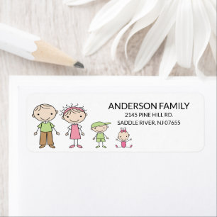 Family Stick People Return Address Labels
