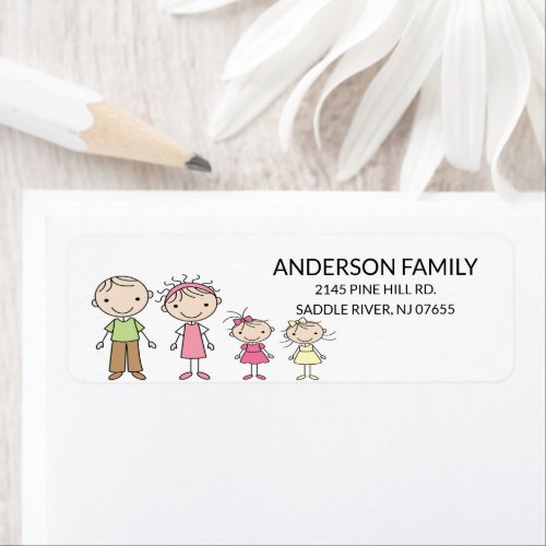 Family Stick People Return Address Labels