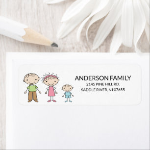 Family Stick People Return Address Labels