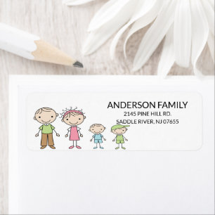 Family Stick People Return Address Labels