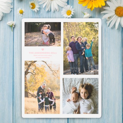 Family Strength Quote and 4 Family Photo Collage Metal Print