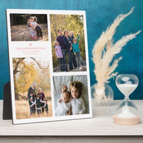 Family Strength Quote and 4 Family Photo Collage Plaque