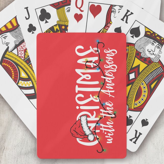 Family String Lights Santa Hat Christmas Poker Cards (Creator Uploaded)
