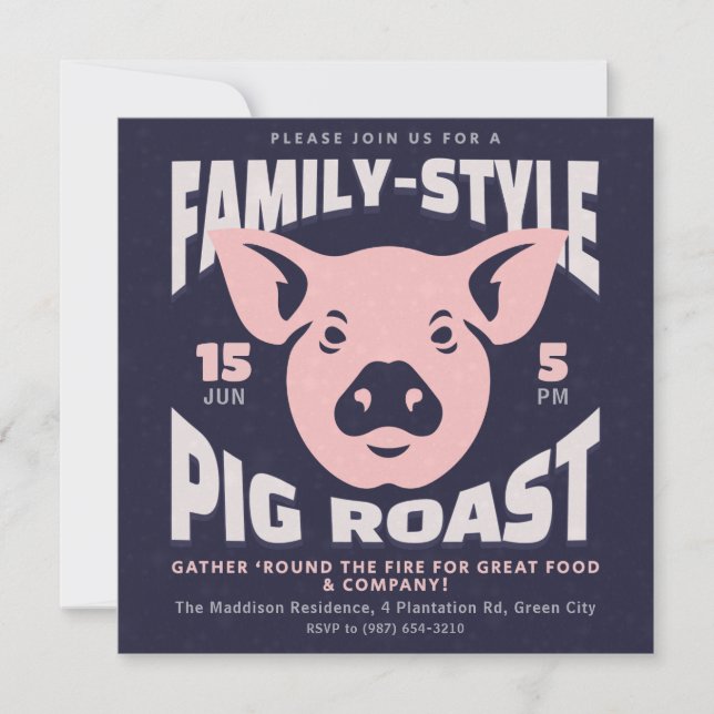 Family Style Pig Roast Invitation (Front)