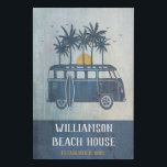 Family Summer Beach House Surf Van Monogrammed Faux Canvas Print<br><div class="desc">Family monogrammed beach house decor to celebrate the good vibes of being at the beach. Retro vintage surfing van,  sun,  palm trees and surfboard. Enjoy the fun! Surf's up!</div>