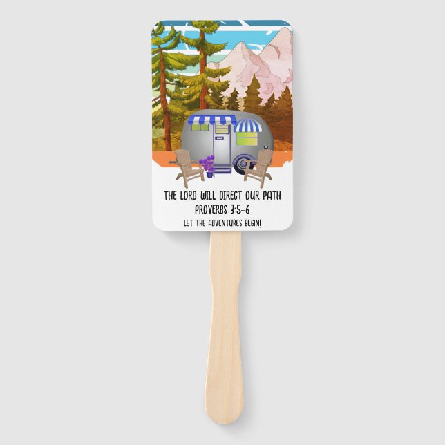 Family Summer Camping Christian Van Life Hand Fan (Front)