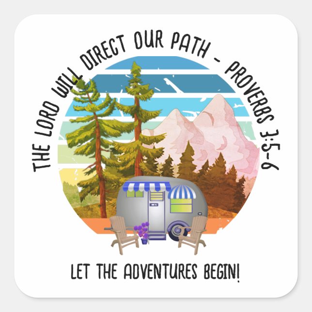 Family Summer Camping Christian Van Life Square Sticker (Front)