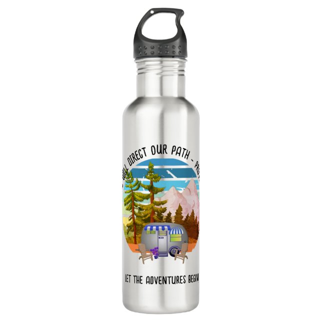 Family Summer Camping Christian Van Life Stainless Steel Water Bottle (Front)